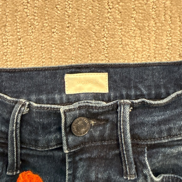 Mother Hustler Ankle Fray Embroidered Jeans - Picture 2 of 6